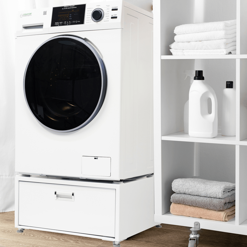 Lavadora-secadora todo en uno con SECADO POR VENTILACIÓN 30% MÁS RÁPIDO que el de condensación, 15 lb, 110 V + pedestal