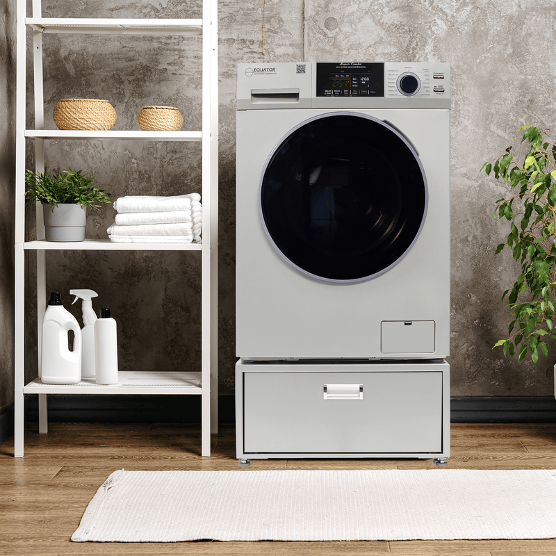 Lavadora-secadora todo en uno con SECADO POR VENTILACIÓN 30% MÁS RÁPIDO que el de condensación, 15 lb, 110 V + pedestal