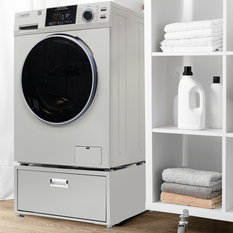 Lavadora-secadora todo en uno con SECADO POR VENTILACIÓN 30% MÁS RÁPIDO que el de condensación, 15 lb, 110 V + pedestal