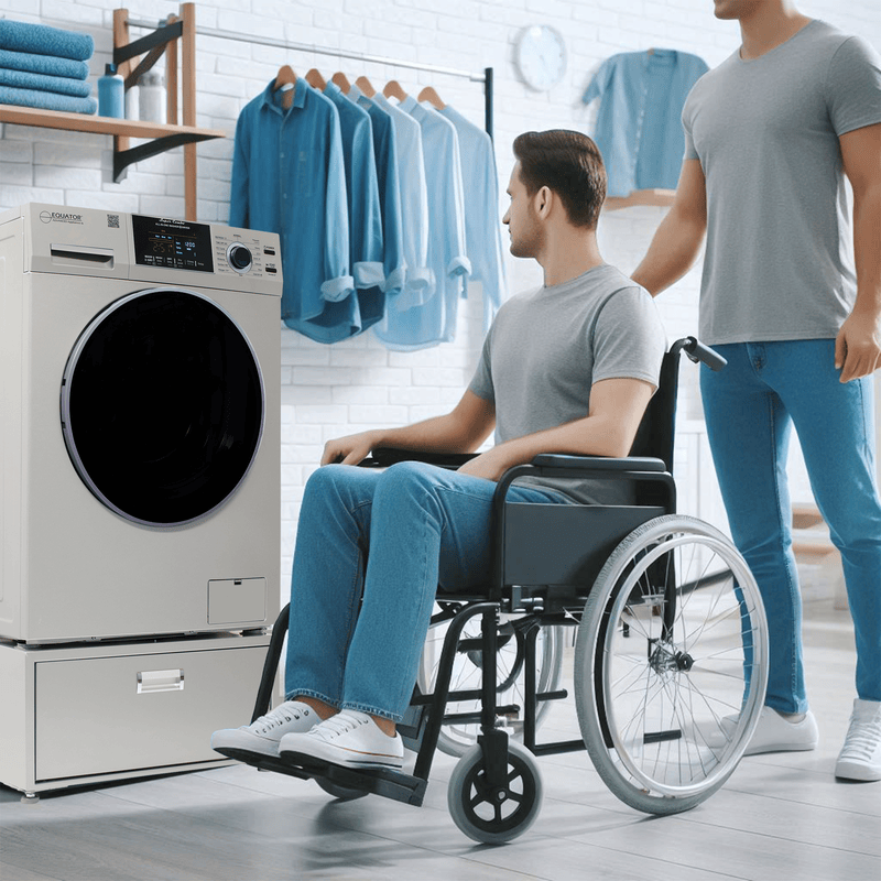 Lavadora-secadora todo en uno con SECADO POR VENTILACIÓN 30% MÁS RÁPIDO que el de condensación, 15 lb, 110 V + pedestal