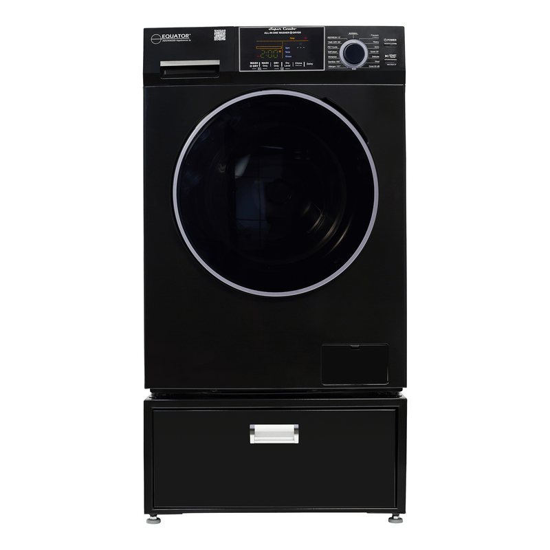 Lavadora-secadora todo en uno con SECADO POR VENTILACIÓN 30% MÁS RÁPIDO que el de condensación, 15 lb, 110 V + pedestal