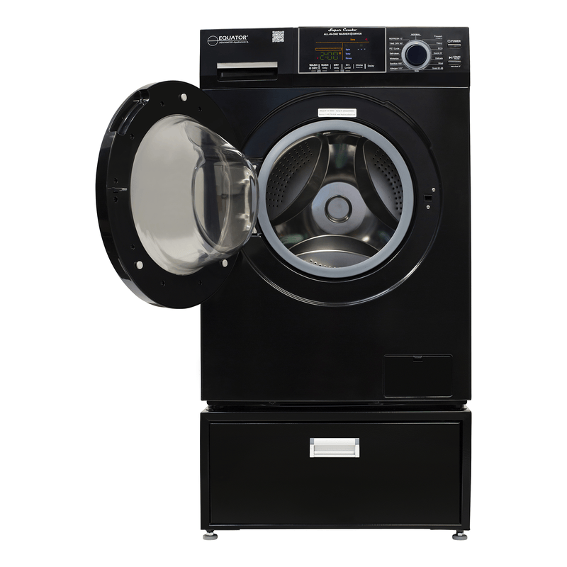 Lavadora-secadora todo en uno con SECADO POR VENTILACIÓN 30% MÁS RÁPIDO que el de condensación, 15 lb, 110 V + pedestal