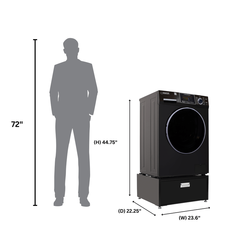 Lavadora-secadora todo en uno con SECADO POR VENTILACIÓN 30% MÁS RÁPIDO que el de condensación, 15 lb, 110 V + pedestal