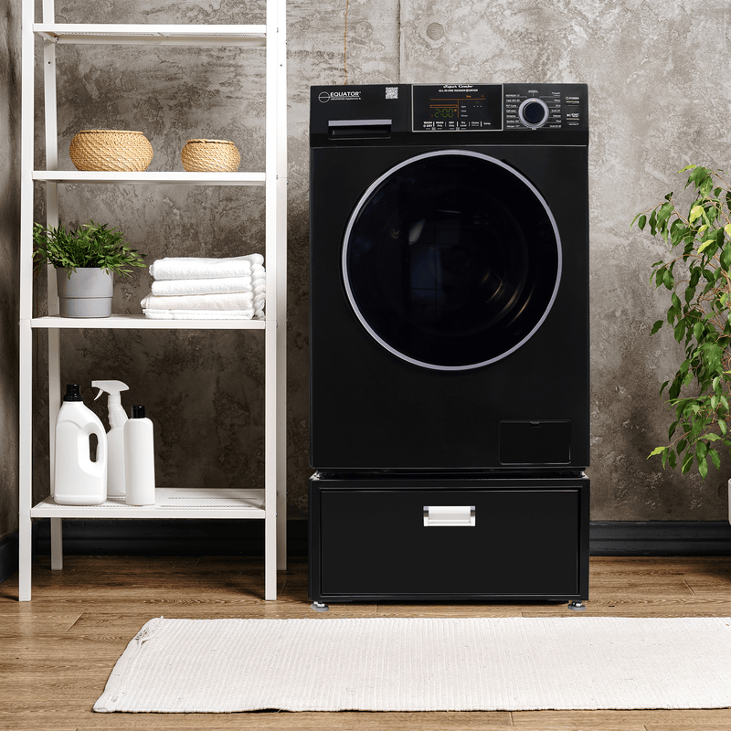 Lavadora-secadora todo en uno con SECADO POR VENTILACIÓN 30% MÁS RÁPIDO que el de condensación, 15 lb, 110 V + pedestal