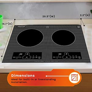 Equator 20inch Built-In/Freestanding 2 Burner HORIZONTAL Induction Cooktop 110V