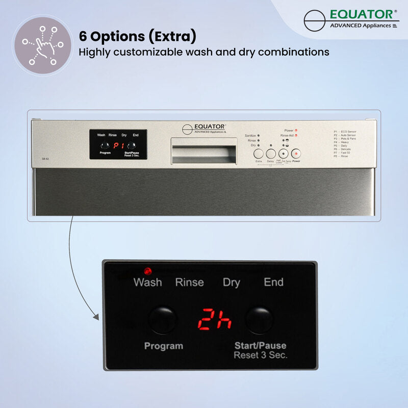 24 in 82 Series Dishwasher 14 place+Wine Rack 3.4g QUIET 51 dB 110V EStar