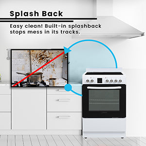 Equator 24 inch Electric Cooking Range 4 Ceramic Burner CONVECTION OVEN+AIR FRYER White