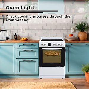 Equator 24 inch Electric Cooking Range 4 Ceramic Burner CONVECTION OVEN+AIR FRYER White