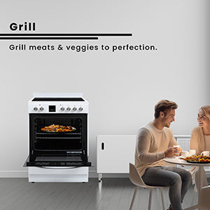 Equator 24 inch Electric Cooking Range 4 Ceramic Burner CONVECTION OVEN+AIR FRYER White