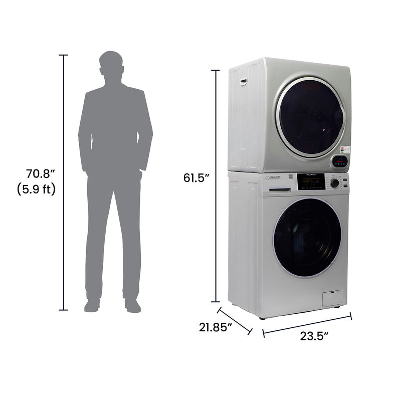 LAVADORA PREMIUM APILABLE 110V EW 826 1.62 pies cúbicos 15 libras + SECADORA VENTILADA DIGI ED 852 3.5 pies cúbicos
