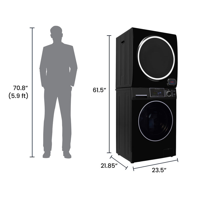 LAVADORA PREMIUM APILABLE 110V EW 826 1.62 pies cúbicos 15 libras + SECADORA VENTILADA DIGI ED 852 3.5 pies cúbicos