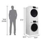 LAVADORA APILABLE ESTÁNDAR EW 835 18 lbs 1.9 pies cúbicos 110V + SECADORA VENTILADA CON SENSOR ED 880 4 pies cúbicos 220V