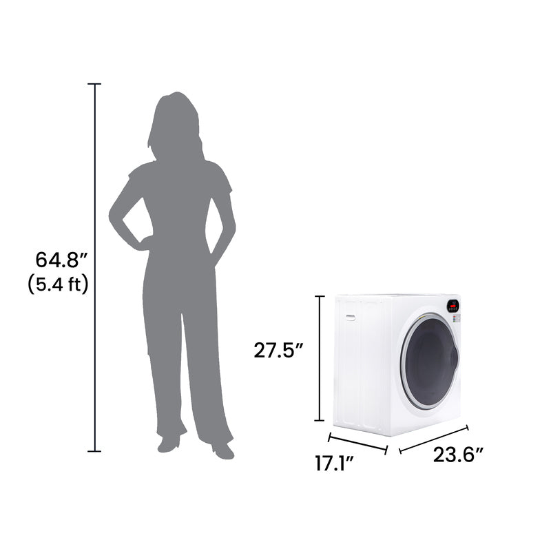 Ultra Compact Short Vented SENSOR Dryer 2.6cf/10lb LED Ops 110V/1400W (Renewed)