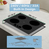 Table de cuisson à induction encastrable Equator de 24 pouces, 4 foyers, fonction Power Boost, maintien au chaud, 240V, 7400W