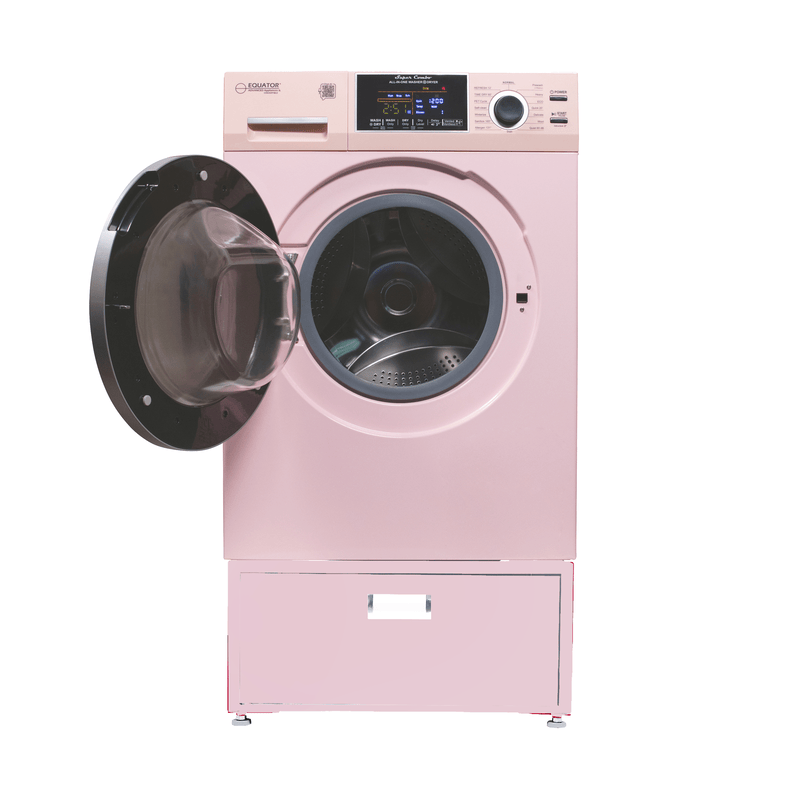 Lavadora secadora todo en uno CONVERTIBLE PET Ciclo de higienización 1.62 pies cúbicos/15 libras 1400 RPM + Pedestal