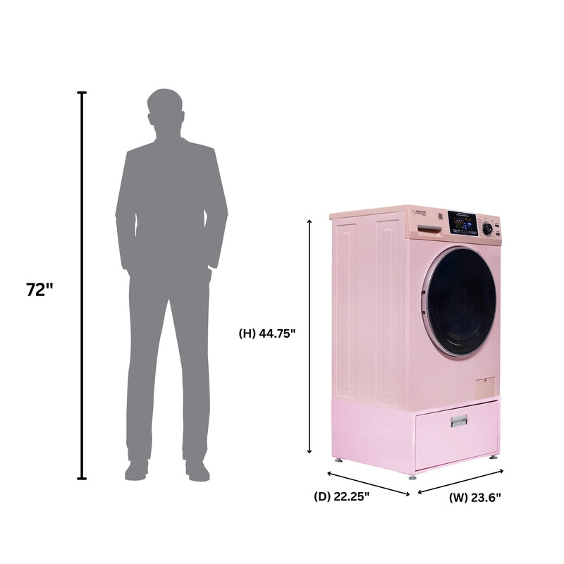 Lavadora secadora todo en uno CONVERTIBLE PET Ciclo de higienización 1.62 pies cúbicos/15 libras 1400 RPM + Pedestal
