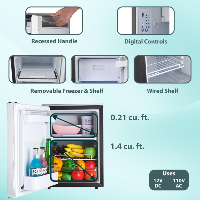 Compact RV-Marine-Offgrid Convertible Refrigerator-Freezer 1.6cf 12V 110V