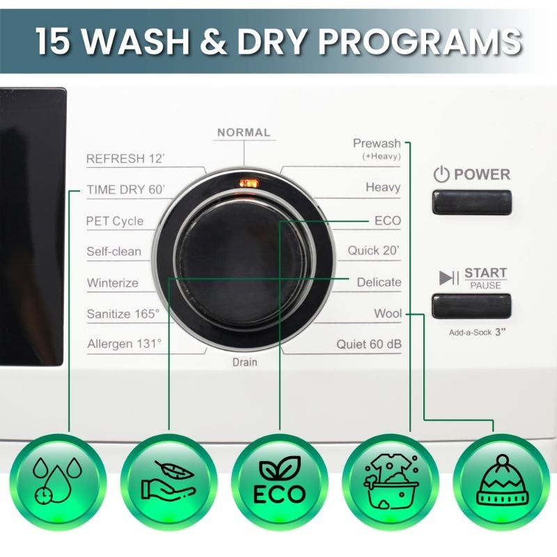 Original All-in-One 4800 Washer Dryer VENTED-DRY 30% FASTER than Condense 15lb 110V