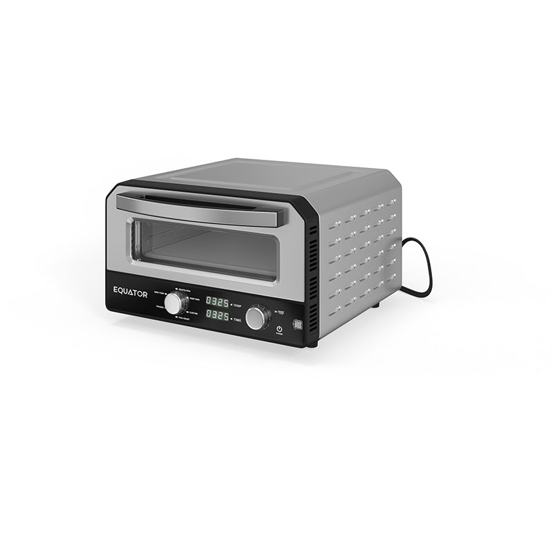 Horno para pizza Equator de 0.5 pies cúbicos para interiores/exteriores con piedra para hornear auténtica – Cocina pizzas de 12 pulgadas, 6 modos preestablecidos, ajustes personalizados y juego de accesorios para un verdadero sabor a pizzería en casa