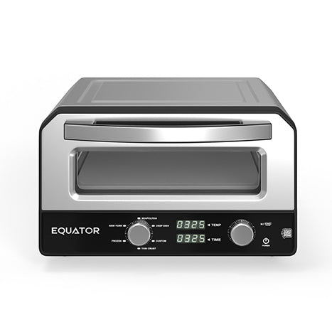 Horno para pizza Equator de 0.5 pies cúbicos para interiores/exteriores con piedra para hornear auténtica – Cocina pizzas de 12 pulgadas, 6 modos preestablecidos, ajustes personalizados y juego de accesorios para un verdadero sabor a pizzería en casa