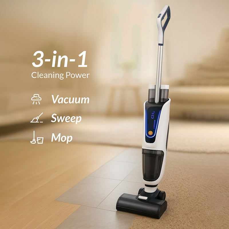 Aspiradora, barredora y fregadora 3 en 1 Equator Smart para suelos y alfombras, autolimpiante, con aviso por voz, 8 lbs