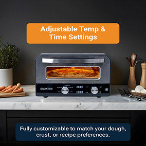 Horno para pizza Equator de 0.5 pies cúbicos para interiores/exteriores con piedra para hornear auténtica – Cocina pizzas de 12 pulgadas, 6 modos preestablecidos, ajustes personalizados y juego de accesorios para un verdadero sabor a pizzería en casa