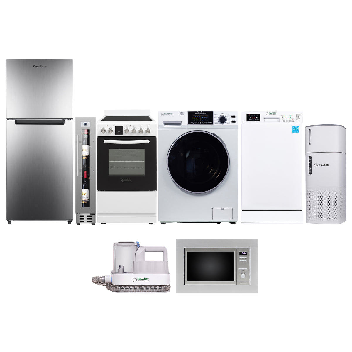 PACK APPAREIL Compact Pet - Combo Lave-linge+Sèche-linge+Lave-vaisselle+Cuisinière+Réfrigérateur+Micro-ondes+Cave à vin+Toilettage pour animaux+Purificateur d'air