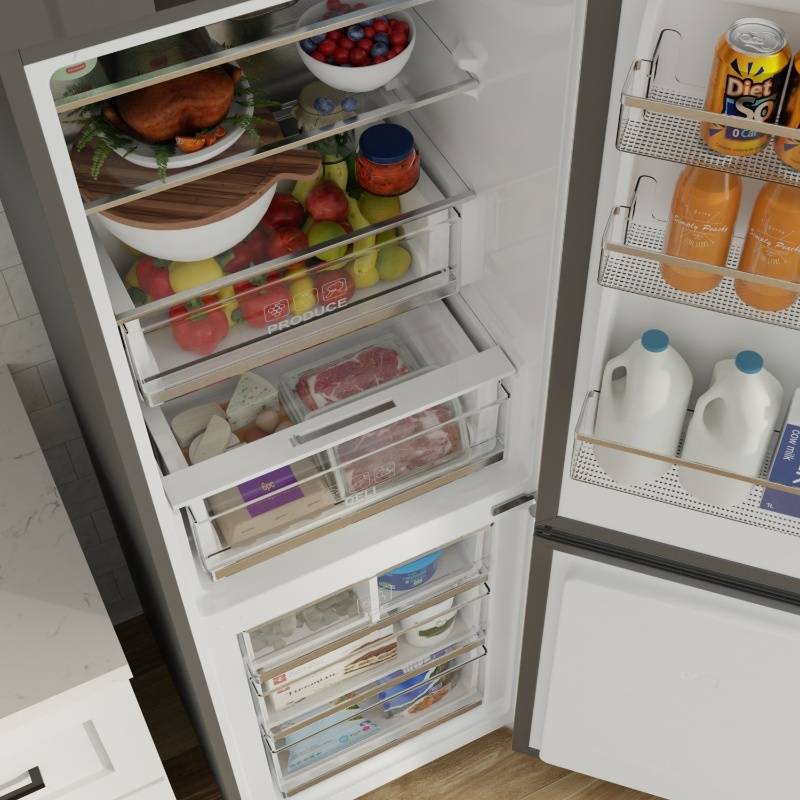 Bottom Mount Refrigerator-Freezer FACTORY INSTALLED ICE MAKER Frost Free Reversible 110V - EStar