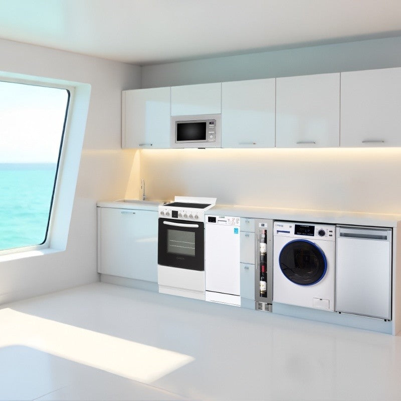 Marine Compact APPLIANCE PACK- Combo Washer+Dryer+Dishwasher+Cooking Range+Refrigerator+Microwave+ Wine Ref