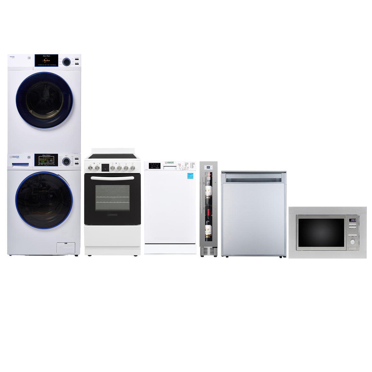 PAQUETE DE ELECTRODOMÉSTICOS estándar marino - Combo de lavadora+secadora+lavavajillas+estufa+refrigerador+microondas+refrigerador para vinos