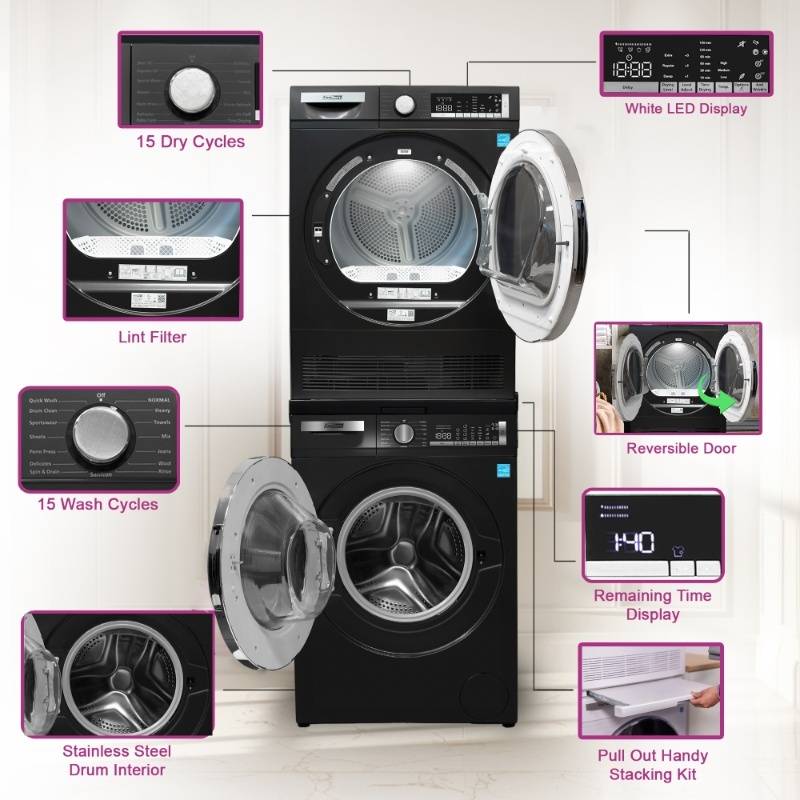 Lavadora Conserv Luxe de 2.2 pies cúbicos 110V + Secadora de condensación de 4 pies cúbicos 220V, garantía de 2 años