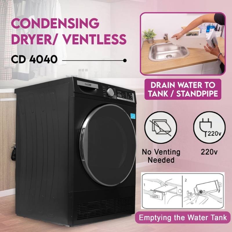 Lavadora Conserv Luxe de 2.2 pies cúbicos 110V + Secadora de condensación de 4 pies cúbicos 220V, garantía de 2 años