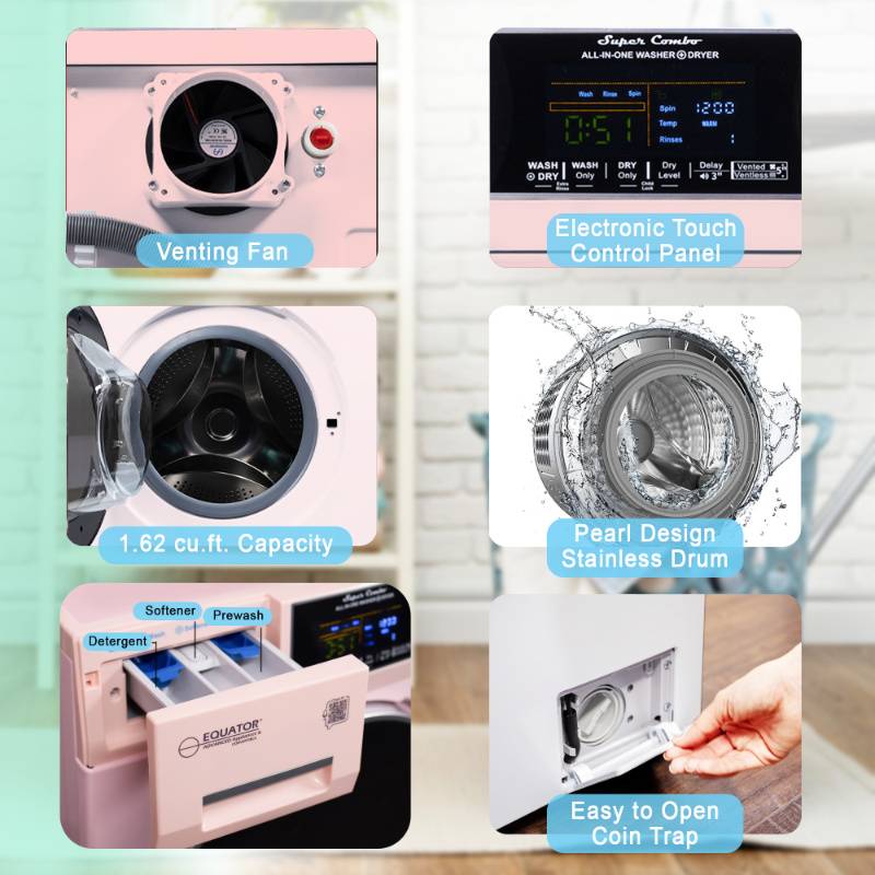 Original All-In-One 4600 Washer Dryer VENTLESS/VENTED PET Cycle 1.62cf/15lbs 110V