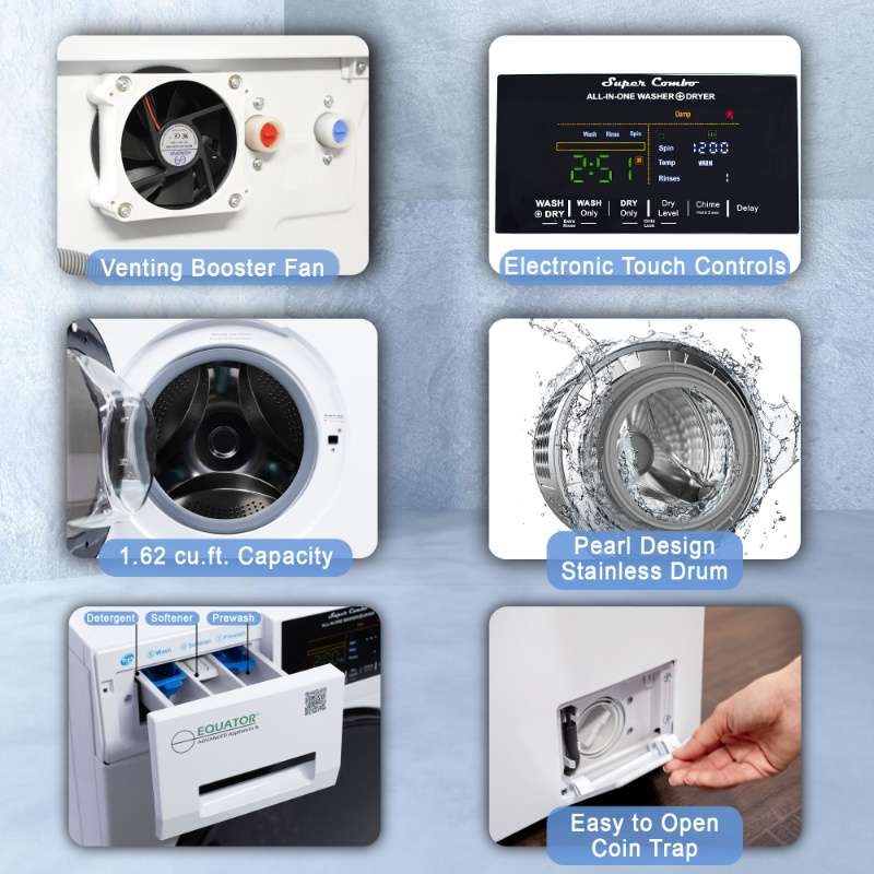 Original All-in-One 4800 Washer Dryer VENTED-DRY 30% FASTER than Condense 15lb 110V