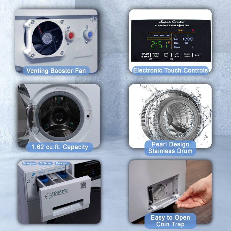 Original All-in-One 4800 Washer Dryer VENTED-DRY 30% FASTER than Condense 15lb 110V