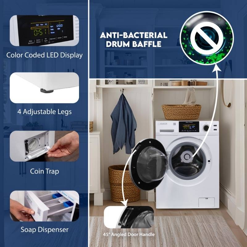 Super Washer 1.9cf/18lbs Sani Allergen Winterize 1400RPM White 110V