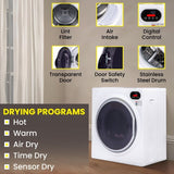 Ultra Compact Short Vented SENSOR Dryer 2.6cf/10lb LED Ops 110V/1400W (Renewed)