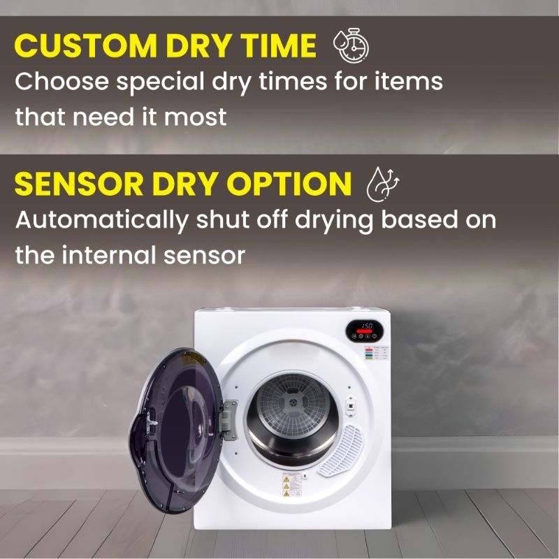 Ultra Compact Short Vented SENSOR Dryer 2.6cf/10lb LED Ops 110V/1400W (Renewed)