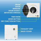 Secadora compacta ventilada con sensor 3.5 pies cúbicos/13 libras 110V CONTROLES INFERIORES (Reacondicionada)