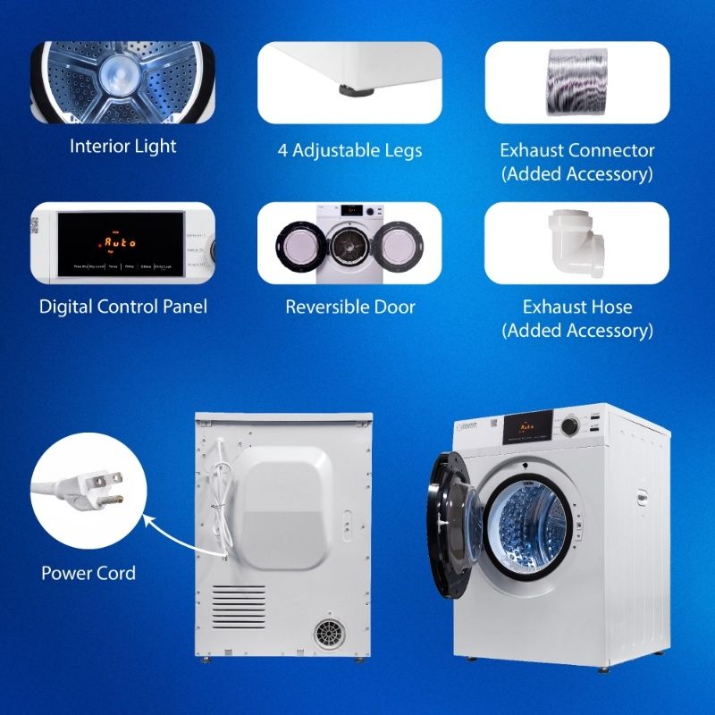 Secadora Equator Deluxe de 24 pulgadas, CON VENTILACIÓN, con sensor, higienización, 4 pies cúbicos, control táctil, 110 V, DIGITAL (Reacondicionada)