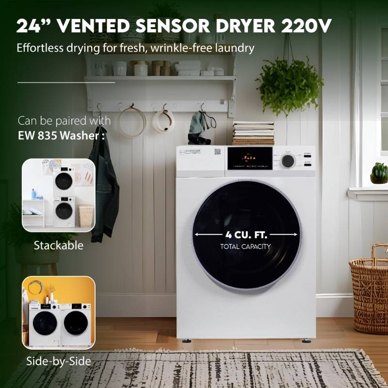 Deluxe 24 in 220V Vented SENSOR Dryer SANITIZE 4 cu.ft Touch Control DIGITAL