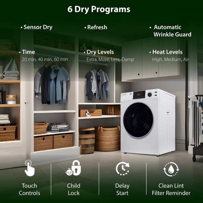Deluxe 24 in 220V Vented SENSOR Dryer SANITIZE 4 cu.ft Touch Control DIGITAL