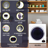 LAVADORA PREMIUM APILABLE 110V EW 826 1.62 pies cúbicos 15 libras + SECADORA VENTILADA DIGI ED 852 3.5 pies cúbicos
