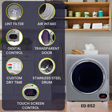 LAVADORA PREMIUM APILABLE 110V EW 826 1.62 pies cúbicos 15 libras + SECADORA VENTILADA DIGI ED 852 3.5 pies cúbicos