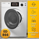 Set de lavandería 110V UN TOMACORRIENTE Lavadora 15 lb 1.62 pc + Secadora ventilada 13 lb 3.1 pc