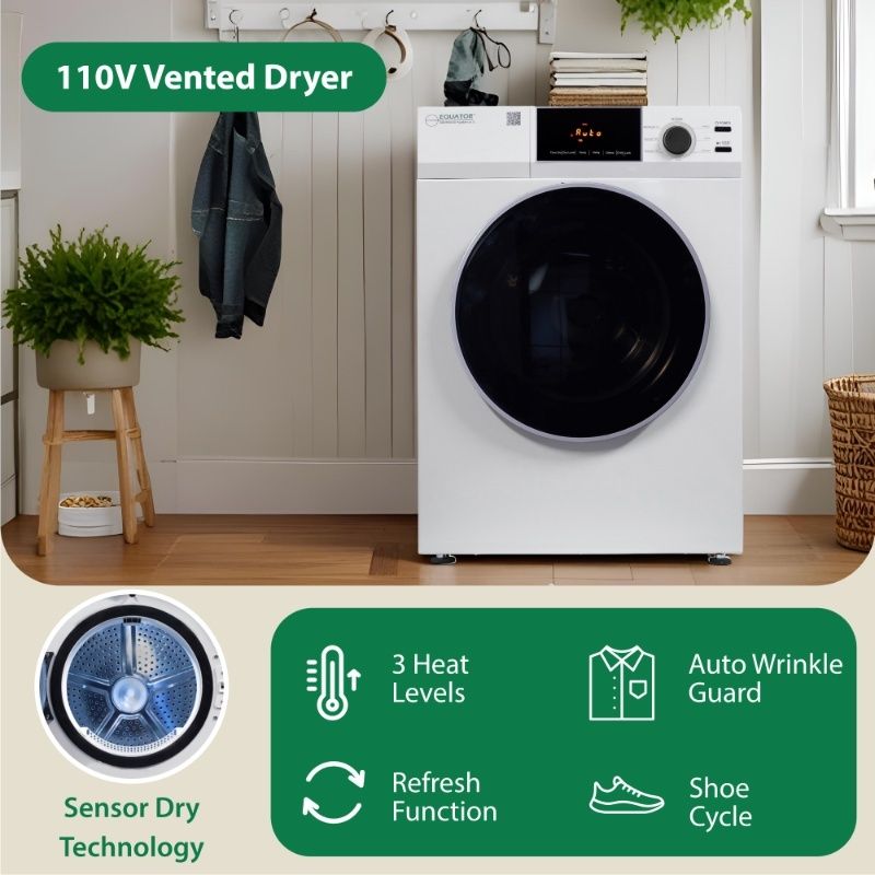 110V STANDARD STACKABLE EW 835 18 lbs Washer 1.9cf + ED 870 Vented Sensor Dryer 4cf