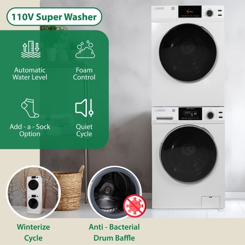 110V STANDARD STACKABLE EW 835 18 lbs Washer 1.9cf + ED 870 Vented Sensor Dryer 4cf