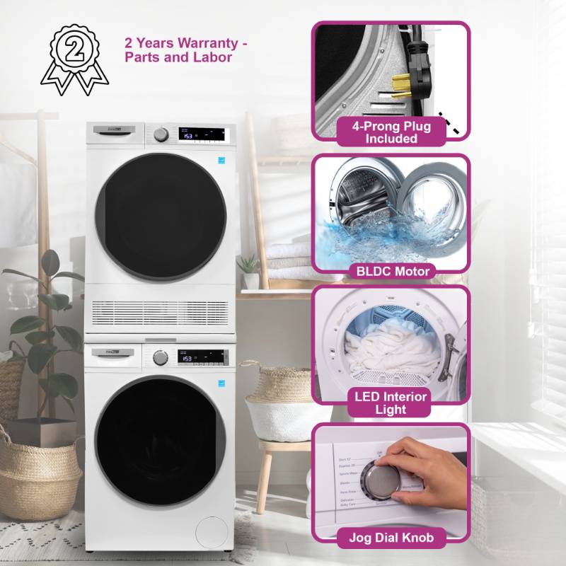 Lavadora Conserv Luxe de 2.2 pies cúbicos 110V + Secadora de condensación de 4 pies cúbicos 220V, garantía de 2 años