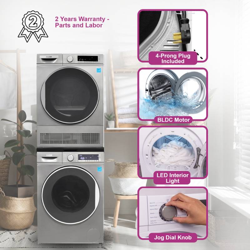 Lavadora Conserv Luxe de 2.2 pies cúbicos 110V + Secadora de condensación de 4 pies cúbicos 220V, garantía de 2 años