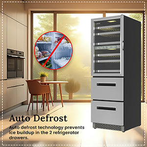 Equator Connoisseurs Club 3-Zone 84 Bottle Wine Refrigerator+2 Drawers 110V